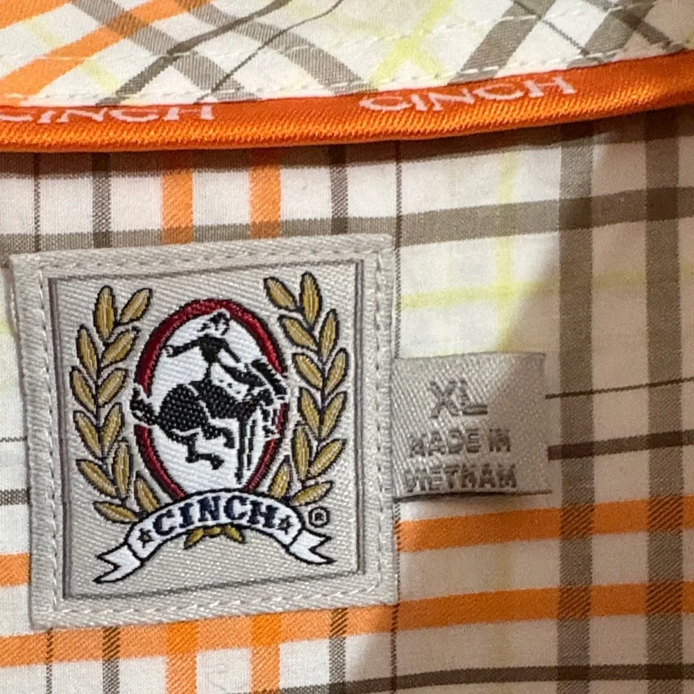 Cinch Men's Orange Plaid Shirt